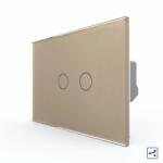 LIVOLO Intrerupator Dublu Cap Scara / Cruce cu Touch LIVOLO din Sticla - Standard Italian - culoare auriu
