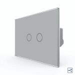 LIVOLO Intrerupator Dublu Cap Scara / Cruce cu Touch LIVOLO din Sticla - Standard Italian - culoare gri