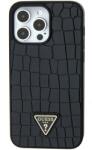 GUESS Husa Guess compatibila cu iPhone 15 Pro Max, Croco Triangle Metal Logo, Negru (3666339151874) - lerato
