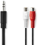 Nedis sztereó audio adapterkábel 3.5mm jack apa - 2x RCA anya 0.2m, fekete - CAGP22250BK02