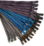  RT0 18 cm zárt műanyag spirál fogú 25 db -os cipzár csomag / Barna - Padlizsán és Kék színekben