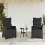 vidaXL 2 db fekete polyrattan dönthető kerti szék lábtartóval (365241)