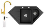 NERO Joker mat black + High-arc Faucet Gold + dispenser mat black