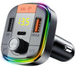 HiGi HiGi® - T832 szivargyújtóba dugható FM transzmitter & autós USB-s gyorstöltő: 1x USB Type-C + 1x USB-A