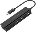 Lention Hub USB-C Lention la 3x USB 2.0 + adaptor Ethernet (negru) (059926)