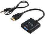 Elmak Savio CL-23/B HDMI M - VGA 15 pin F + Audio Jack 0, 5 M Fekete video átalakító kábel (CL-23/B)