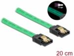 Delock 6 Gb/s cablu SATA cu efect de lumină UV verde, 20 cm (82017)