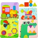Tooky Toy Puzzle lemn 4 in 1 cu forme Tooky Toy (TL396) Puzzle