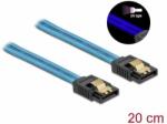 Delock 6 Gb/s cablu SATA cu efect de lumină UV albastru, 20 cm (82121)