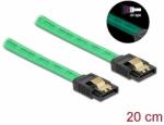 Delock 6 Gb/s SATA kábel UV fényhatással zöld színű, 20 cm (82017) - pepita