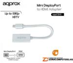  miniDisplayport(apa) to HDMI(anya) APPROX APPC12v2 fehér átalakító adapter 4K UHD