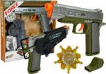 Lean Sport Set de joaca pentru copii, pistol cu toc, insigna si fluier de armata, LeanToys, 7869