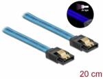 Delock 6 Gb/s SATA kábel UV fényhatással kék színű, 20 cm (82121) - pepita