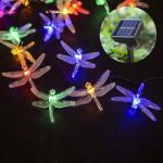 Ikonka 30 LED-es napelemes szitakötő kerti színes LED fényfüzér, 6, 5 méter (KX4968_1)