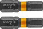 GRAPHITE Końcówka wkrętakowa (Bity udarowe HEX5 x 25 mm, 2 szt. ) (56H508) Set capete bit, chei tubulare