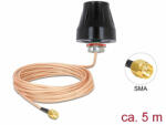 Delock LTE Antenna SMA dugó 2 dBi fix mindenirányú körkörös, csatlakozó kábellel (RG-316U 5 m)kültéri (89899)
