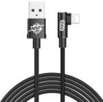  USB töltő- és adatkábel, Lightning, 100 cm, 2000 mA, gyorstöltés, 90 fokos/derékszögű, cipőfűző minta, Baseus MVP, CALMVP-01, fekete - tok-shop