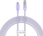  USB Type-C töltő- és adatkábel, USB Type-C, 200 cm, 6000 mA, 100W, gyorstöltés, PD, cipőfűző minta, Baseus Explorer, lila