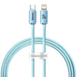  USB Type-C töltő- és adatkábel, Lightning, 120 cm, 20W, gyorstöltés, PD, cipőfűző minta, Baseus Crystal Shine, CAJY001303, világoskék