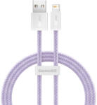  USB töltő- és adatkábel, Lightning, 100 cm, 2400 mA, gyorstöltés, cipőfűző minta, Baseus Dynamic, CALD000405, lila