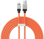  USB töltő- és adatkábel, Lightning, 200 cm, 2400 mA, törésgátlóval, gyorstöltés, Baseus Coolplay, CAKW000507, narancssárga