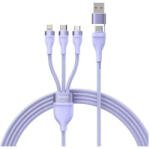  USB / USB Type-C töltő- és adatkábel 3in1, USB Type-C, Lightning, microUSB, 120 cm, 100W, törésgátlóval, gyorstöltés, PD, QC, cipőfűző minta, Baseus Flash Series 2, CASS030105, lila
