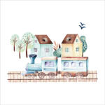 Takoy Prémium pamut NELA PANEL M trains/vonatok