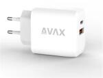 Avax CH631W FIVEY+ 25W GaN USB A (QC)+Type C (PD) fehér hálózati gyorstöltő (AVAX CH631W)