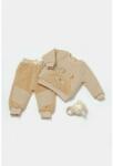 BabyCosy Set bluza cu buzunar si pantaloni Ursulet, Winter muselin, 100% bumbac dublat - Apricot, BabyCosy (Marime: 9-12 luni) (BC-CSYM7032-9)