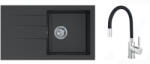 Casa Blanca+ferro Set chiuveta bucatarie granit CASABLANCA DEAL 44x76cm neagra+baterie Ferro BZA4B