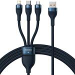 Baseus USB töltő- és adatkábel 3in1, USB Type-C, Lightning, microUSB, 120 cm, 3500 mAh, 100 W, törésgátlóval, gyorstöltés, cipőfűző minta, Baseus Flash Series 2, CASS030003, sötétkék (RS125777) (RS125777)