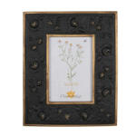 Clayre & Eef Fekete rózsás képkeret arany színű szegéllyel, 20x25/10x15cm, műanyag