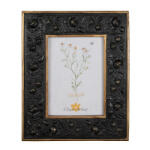 Clayre & Eef Fekete rózsás képkeret arany színű szegéllyel, 23x28/13x18cm, műanyag