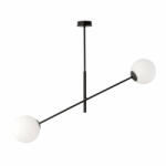 Emibig Lustra moderna neagra cu 2 globuri din sticla alba Linear (1169/2)