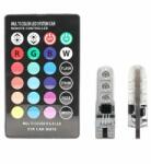  Set 2 becuri cu LED, T10, RGB, 12V, 5W, cu telecomanda, 196797