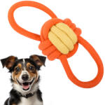 VerkG Kutyajáték-Húzogatós rágókötél közepén labdával - Világoskék-narancs