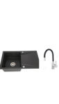Casa Blanca+ferro Set chiuveta bucatarie granit CASA BLANCA NERA 79X50cm neagra+baterie Ferro BZA4B