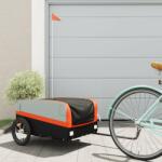 vidaXL fekete-narancssárga vas kerékpár utánfutó 45 kg (94040)