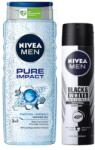 Nivea Men Pachet Promo Nivea Men: Gel de Dus Pure Impact, 500 ml si Deodorant Spray Black & White Invisible, 150 ml