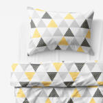 Goldea lenjerie de pat 100% bumbac - triunghiuri portocalii gri 140 x 200 și 50 x 70 cm Lenjerie de pat
