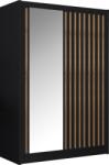 TEMPO KONDELA Dulap cu uşi glisante, negru / stejar craft, 150x215 cm, LADDER