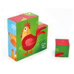 Hape Puzzle din lemn cuburi - Animale de la ferma 3 x 3 (E1618A) - jucariipentrucopil Puzzle