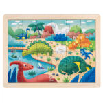 Hape Puzzle din lemn 2 in 1 - Dinozauri (26 piese), cu fata dubla si activitate colorare (E1641A) - jucariipentrucopil Puzzle