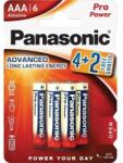 Panasonic PRO POWER tartós elem (AAA, LR03PPG, 1.5V, alkáli) 6db /csomag (LR03PPG/6BP 4+2F)