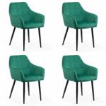 Chairs ON 4 scaune din catifea cu picioare metalice BUC 260 Verde