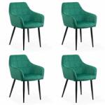 Chairs ON 4 scaune din catifea cu picioare metalice BUC 260 Verde