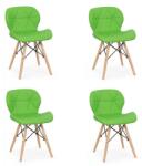 Chairs ON Set 4 scaune de bucătărie din piele și lemn Verde