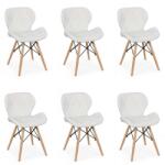 Chairs ON Set 6 scaune de bucătărie din piele și lemn Alb
