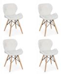 CHAIRS-ON Set 4 scaune de bucatarie din piele si lemn-alb