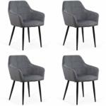 Chairs ON 4 scaune din catifea cu picioare metalice BUC 260 Gri